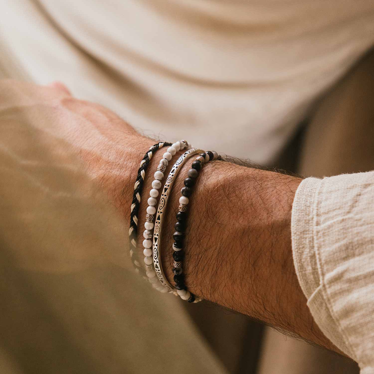 bracelet set on man's hand