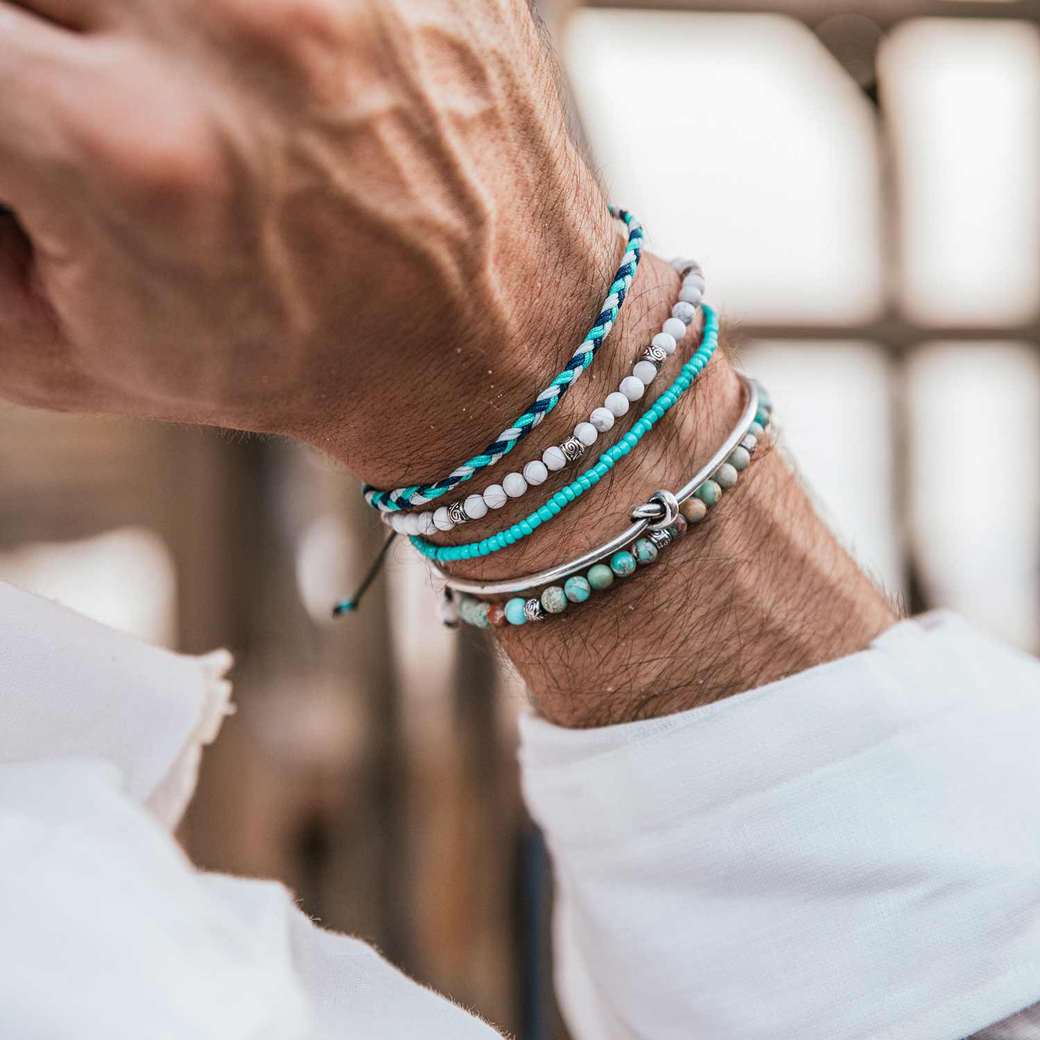 bracelet set on man's hand