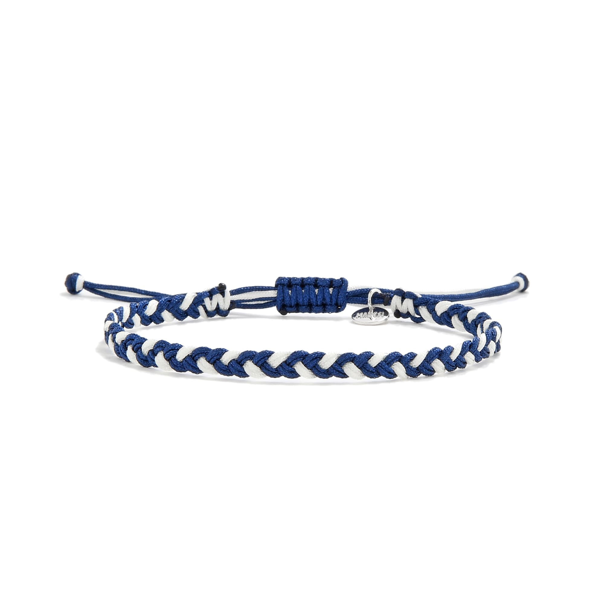 Handcrafted beaded bracelets friendship in blue and white with charm accent