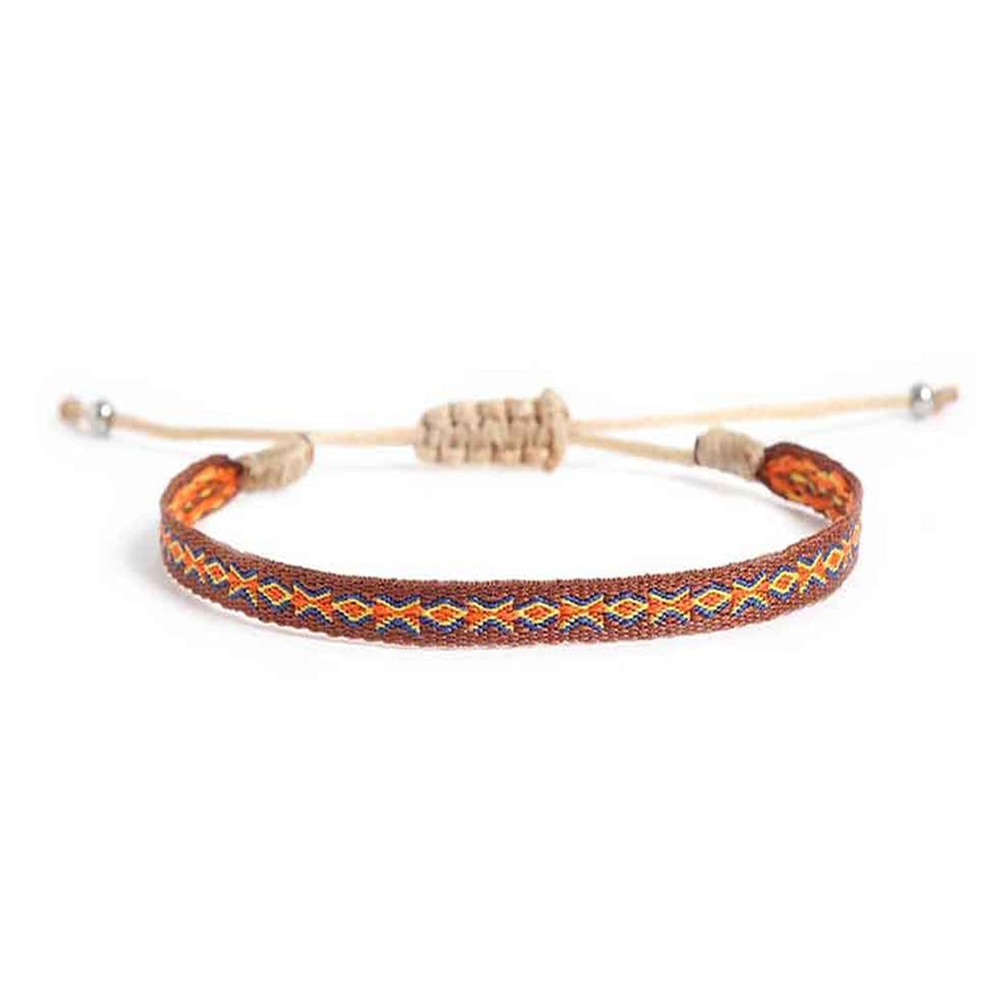 Front display of Brunus handmade mens rope bracelet with geometric pattern