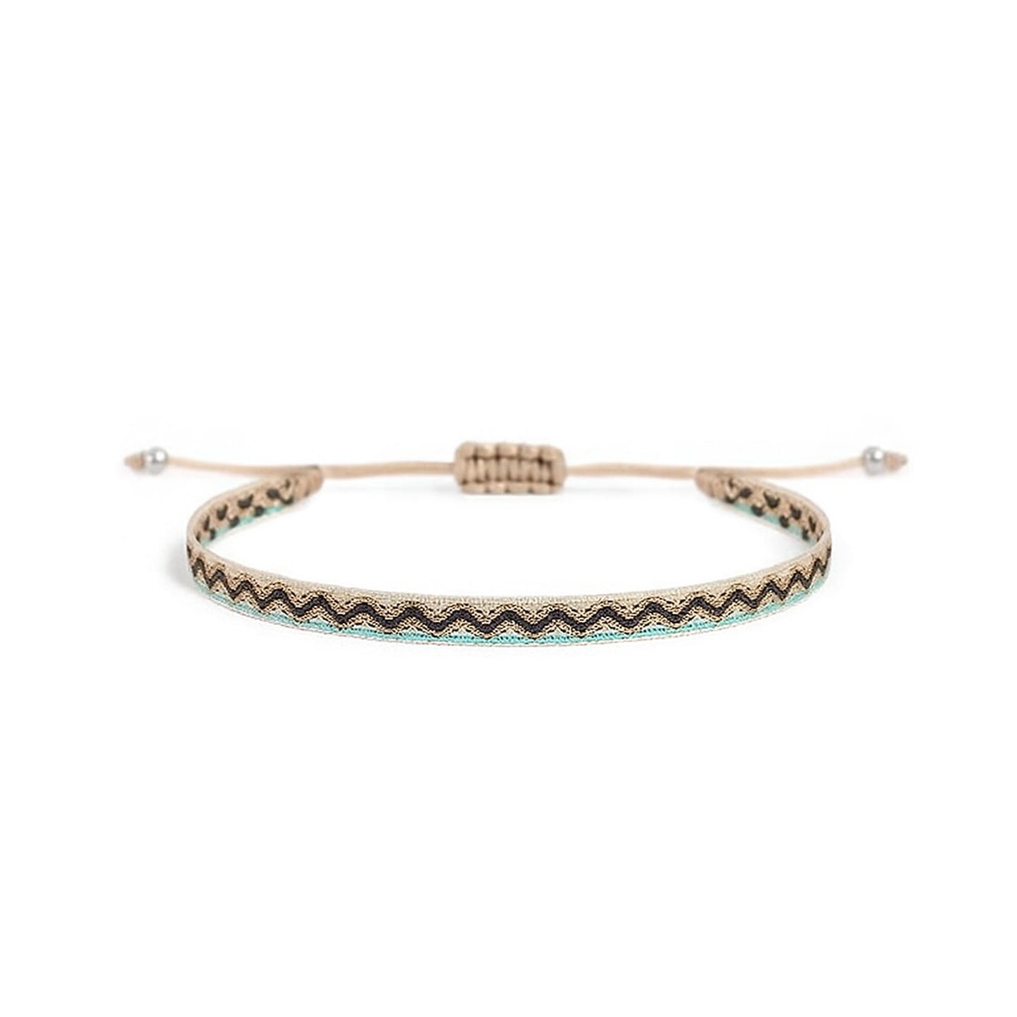 Handmade men's rope bracelets with adjustable closure and zigzag thread design.