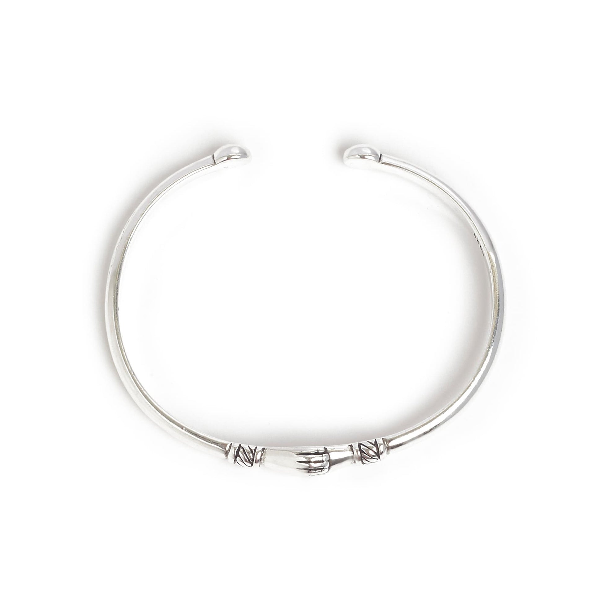 Open cuff stainless steel bracelets with handshake style.