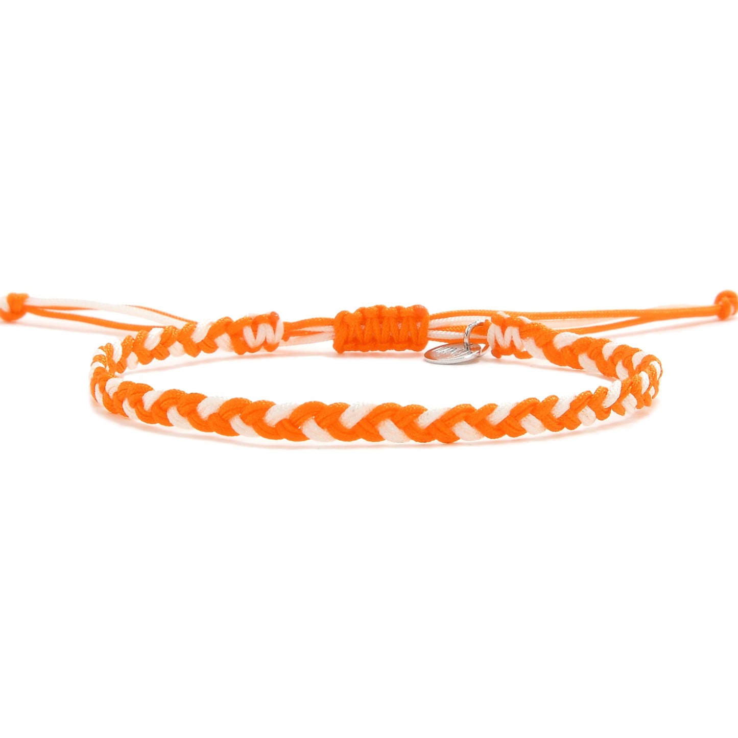 Full view of Solaro friendship bracelet made from bright thread
