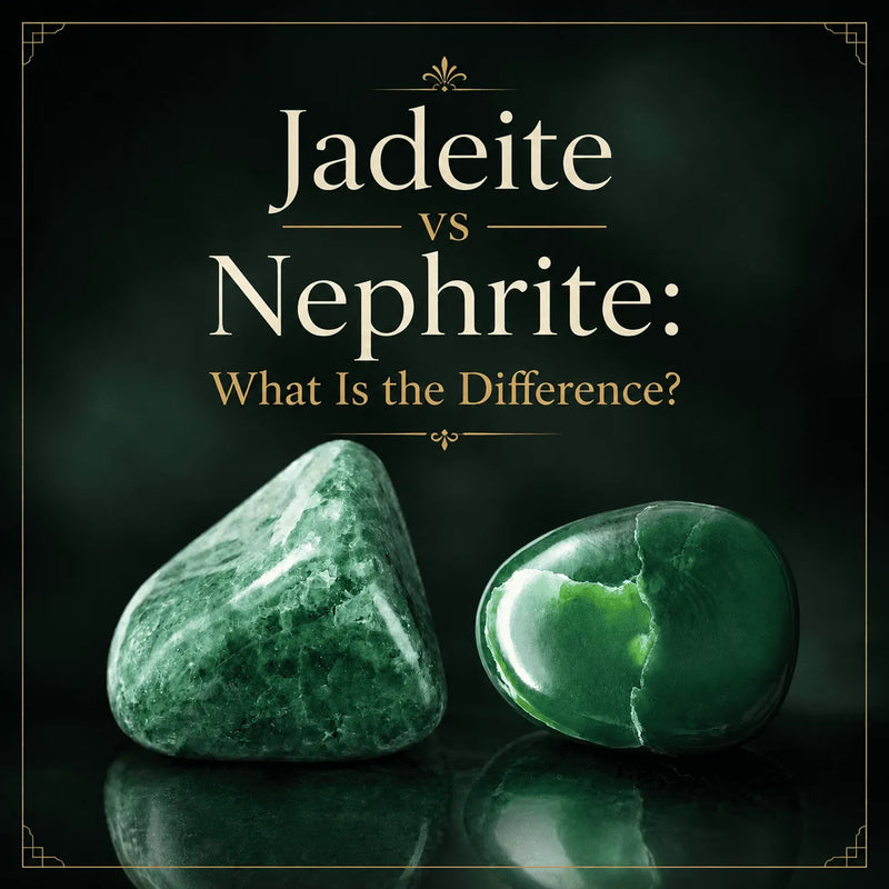 Jadeite vs Nephrite comparison cover featuring two polished green stones beneath an elegant blog title.