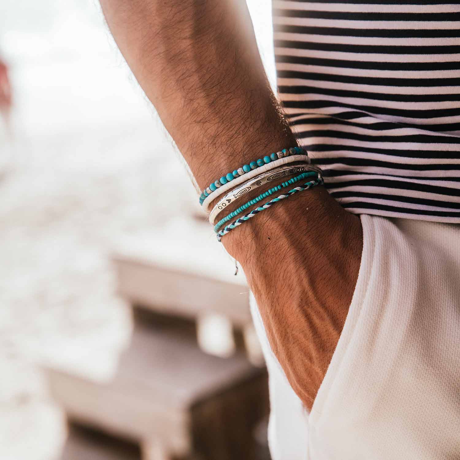 bracelet set on man's hand