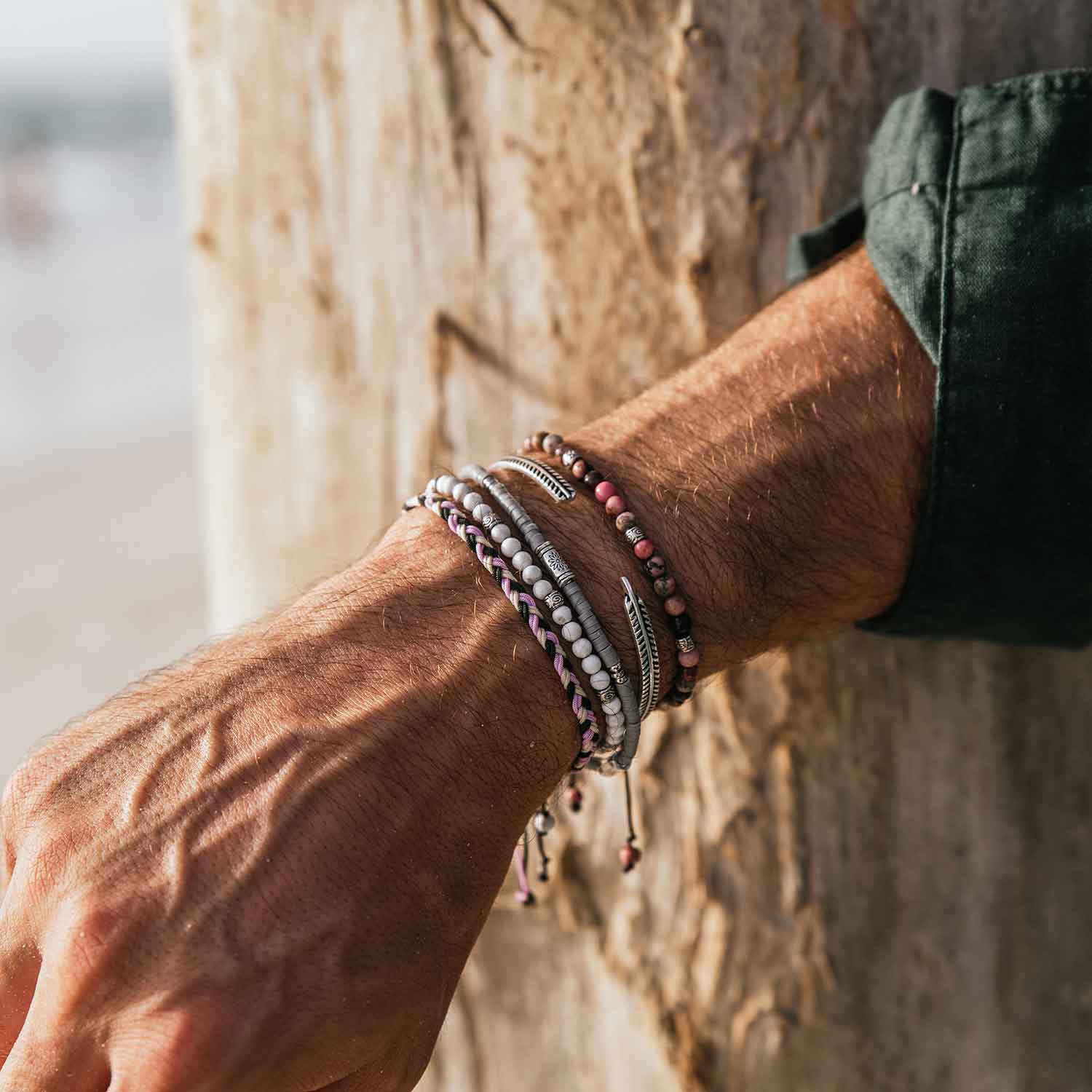 bracelet set on man's hand