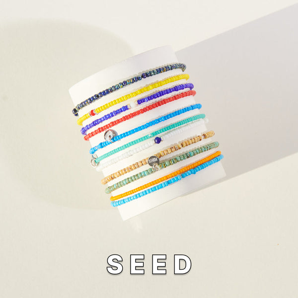 Beaded bracelets stack of colorful handmade with 2mm Miyuki seed beads, inspired by the Mediterranean Sea