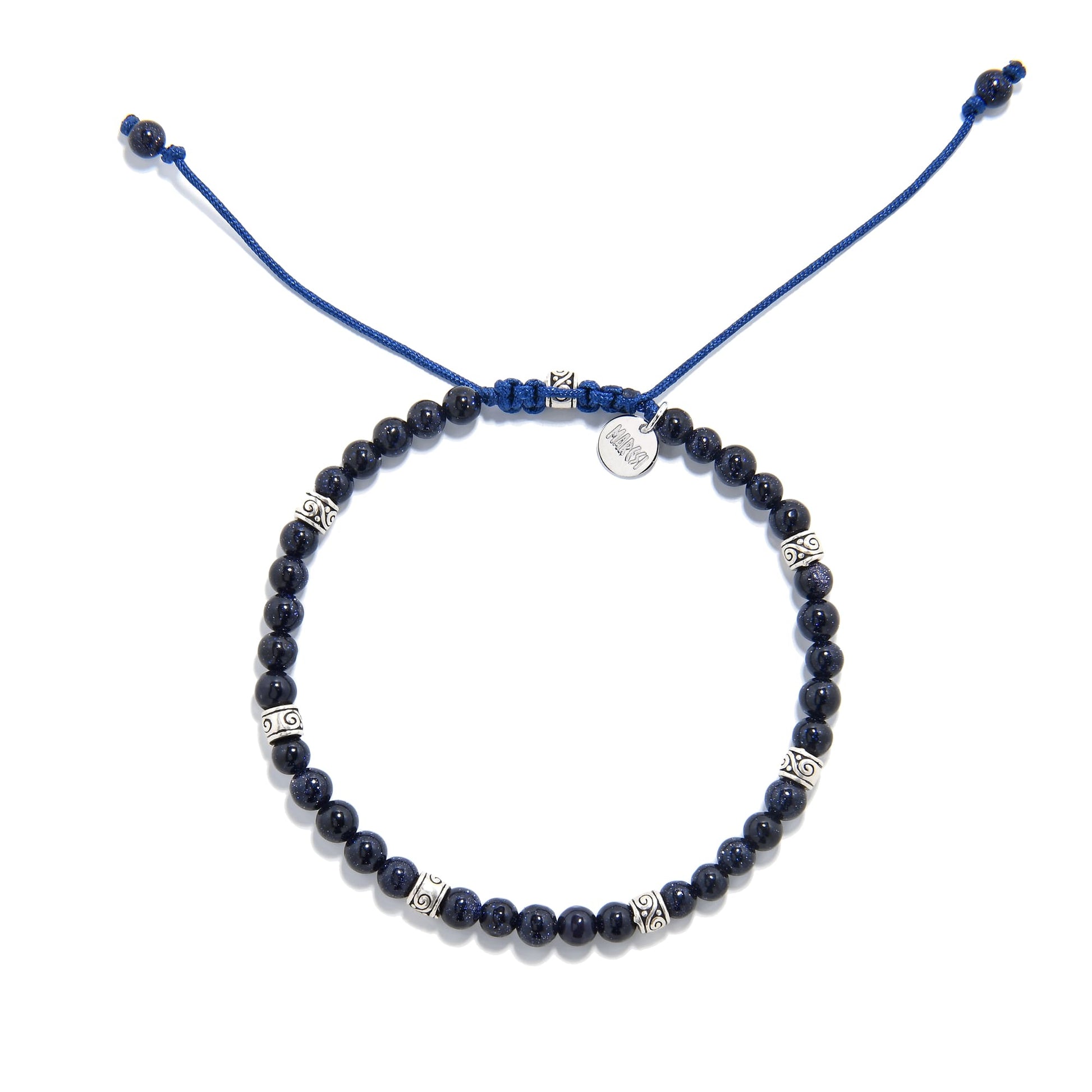 blue sandstone bracelet with adjustable blue cord