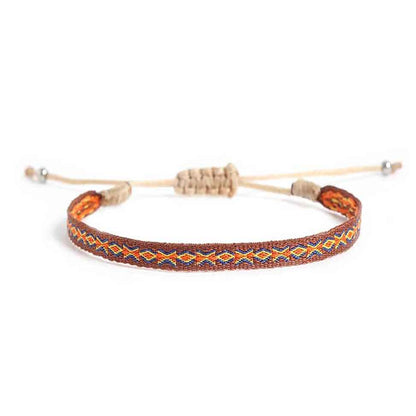 Front display of Brunus handmade mens rope bracelet with geometric pattern

