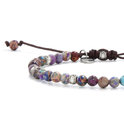 Close-up of sea sediment jasper bracelet details highlighting texture and colors