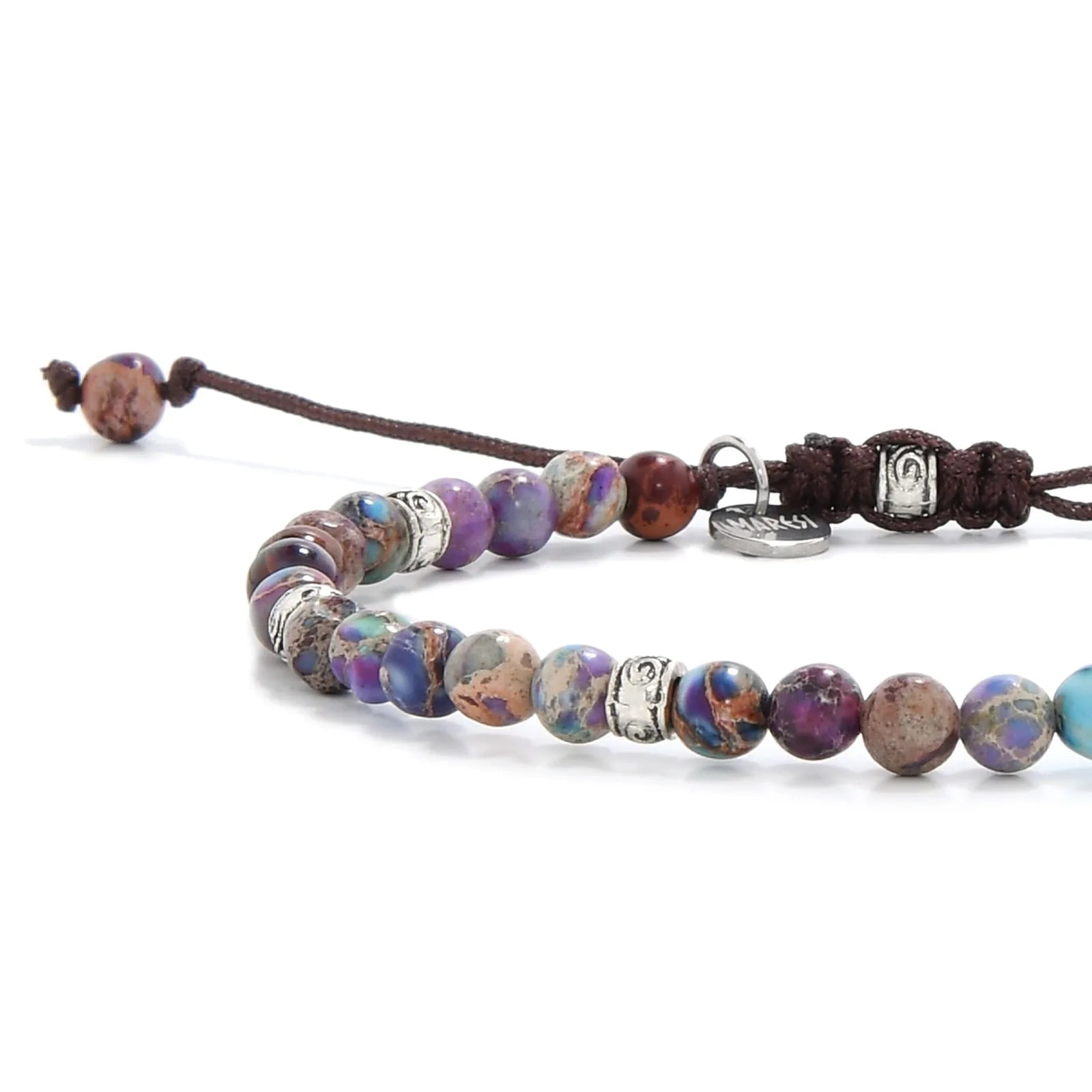 Close-up of sea sediment jasper bracelet details highlighting texture and colors