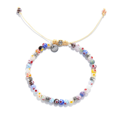 millefiori bead bracelet laid flat to show full circular design