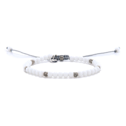 Bracciale in giada bianca argento