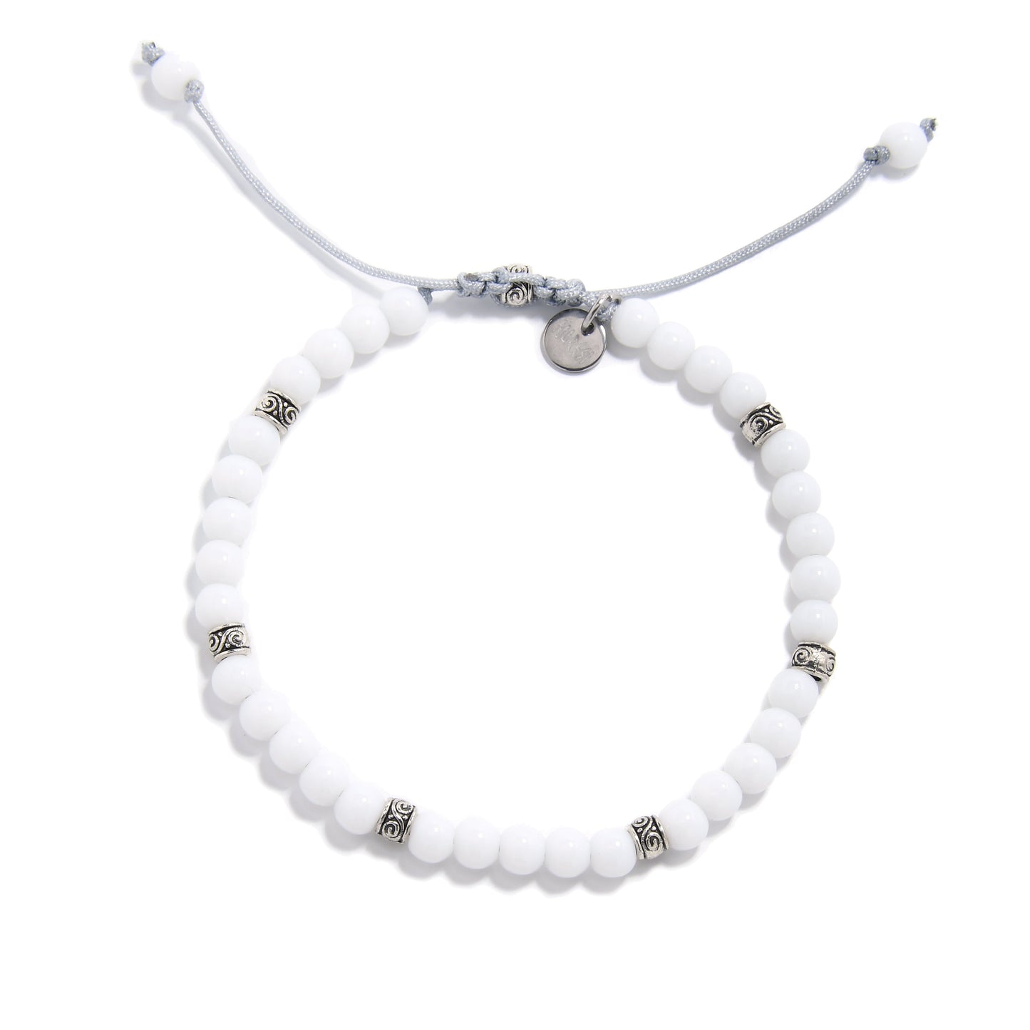 White Jade Bracelet Silver