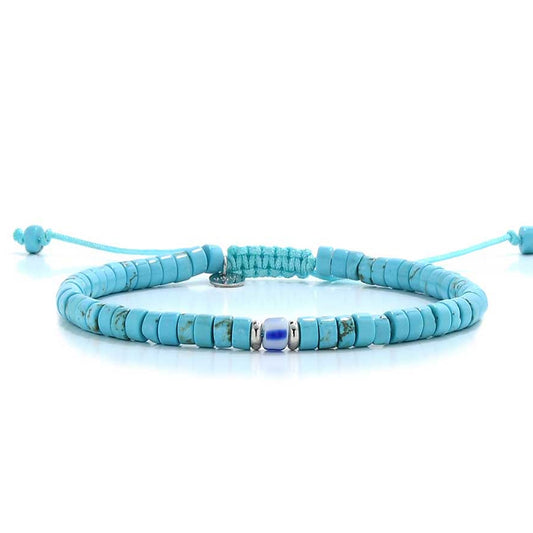 Front-facing image of Kavos & Santorini bracelet with vibrant blue clay beads for bracelets