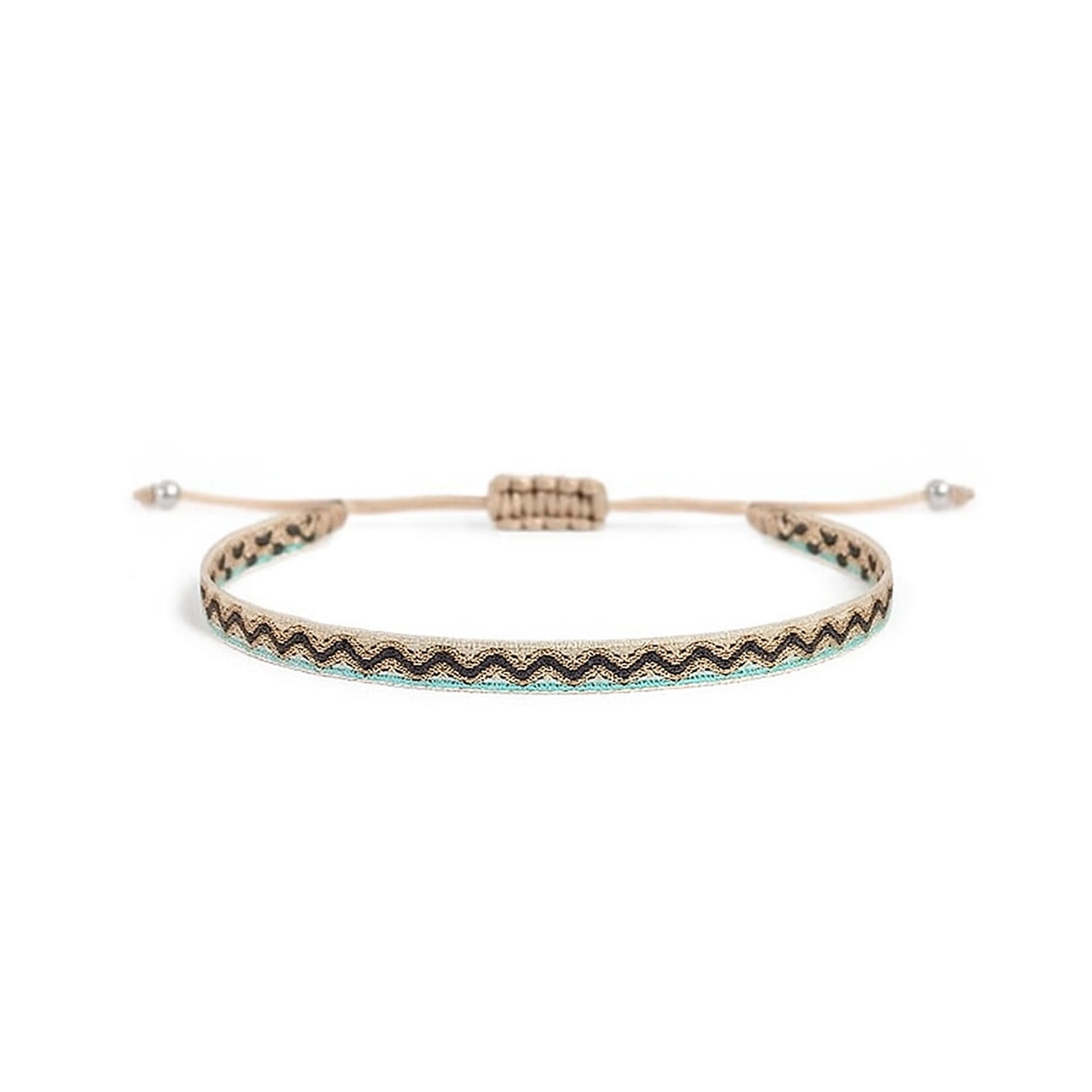 Handmade men's rope bracelets with adjustable closure and zigzag thread design.