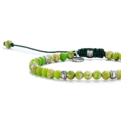 Side view of Light Green Stone Bracelet with adjustable clasp.