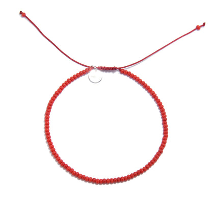 Full view of adjustable red beaded bracelet from men beaded bracelets collection