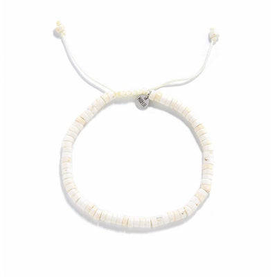 Adjustable off white bracelet on white background