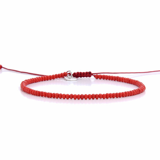 Simple red seed bead bracelet with woven clasp from men beaded bracelets collection