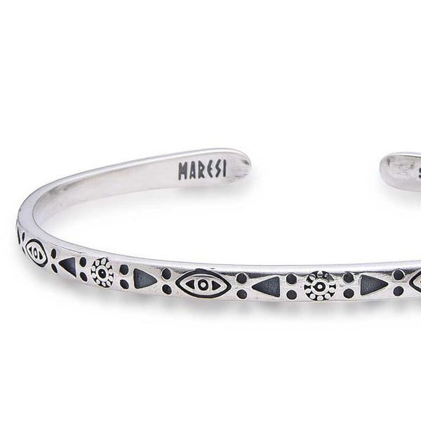 Durable stainless steel bracelet for men with geometric designs, offering a stylish and masculine look.