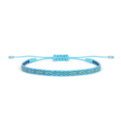 Blue rope bracelet for men shown from front display