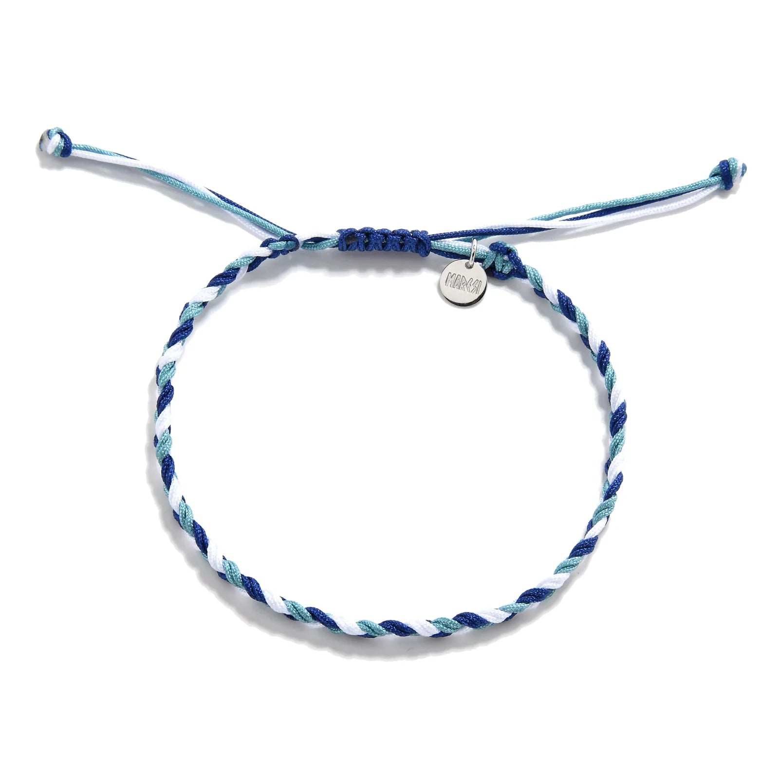 Woven Friendship Bracelets flat view of woven cord bracelet with adjustable sliding knot closure