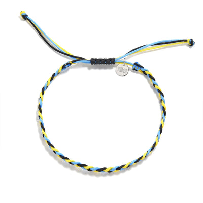 Zig Zag Friendship Bracelet flat view of woven cord bracelet with adjustable sliding knot closure