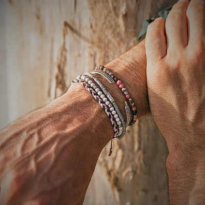Couples Bracelet Set bracelet close-up showing polished stone patterns and metal details