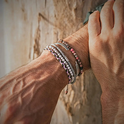 Couples Bracelet Set bracelet close-up showing polished stone patterns and metal details