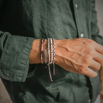 Couples Bracelet Set bracelet worn on wrist with stone beads and metal accents