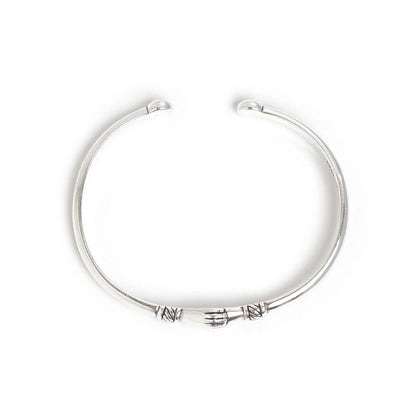 handshake bracelet shown from above with open cuff shape and handshake detail
