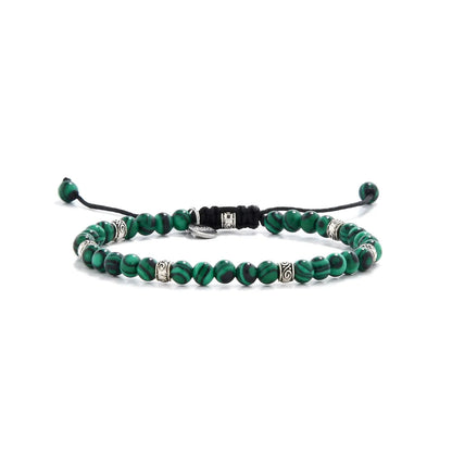 Malachite bracelet product image with polished beads and metal accents