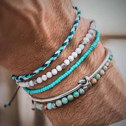 Matching Bracelet Set bracelet worn on wrist with stone beads and metal accents