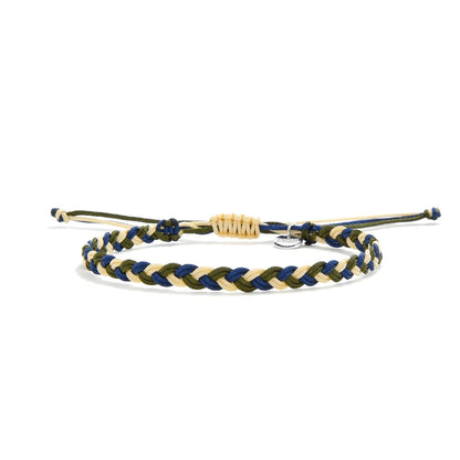 friendship matching bracelets braided cord bracelet full view with adjustable knot and charm tag