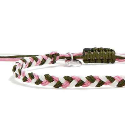 Mens Friendship Bracelets braided cord bracelet full view with adjustable knot and charm tag