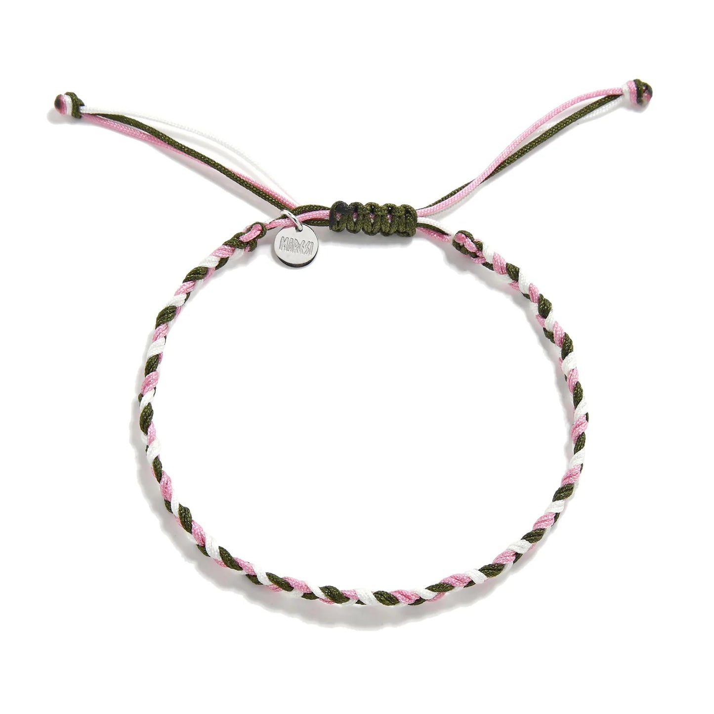 Mens Friendship Bracelets adjustable braided cord bracelet with sliding knot and charm tag