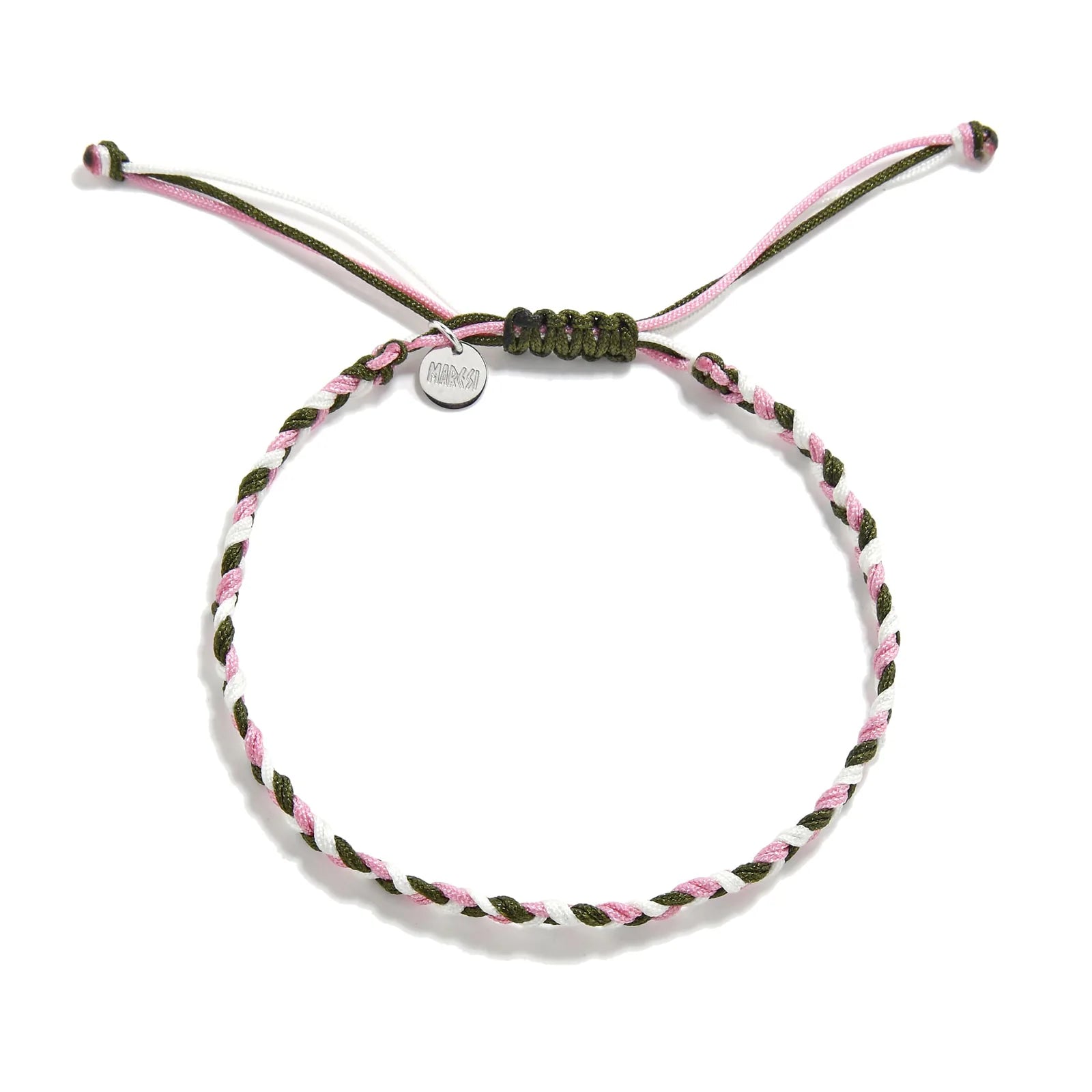 Mens Friendship Bracelets adjustable braided cord bracelet with sliding knot and charm tag