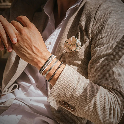Stackable Bracelet Sets bracelet product image with polished beads and metal accents