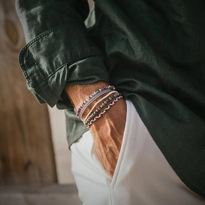 Stackable Bracelets bracelet product image with polished beads and metal accents