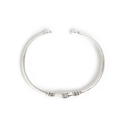 Stainless Steel Bracelets shown from above with open cuff shape and handshake detail
