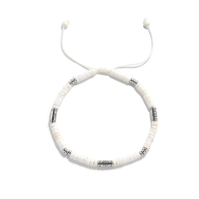 top view of Bianco Shamballa bracelet made with white stone jewelry